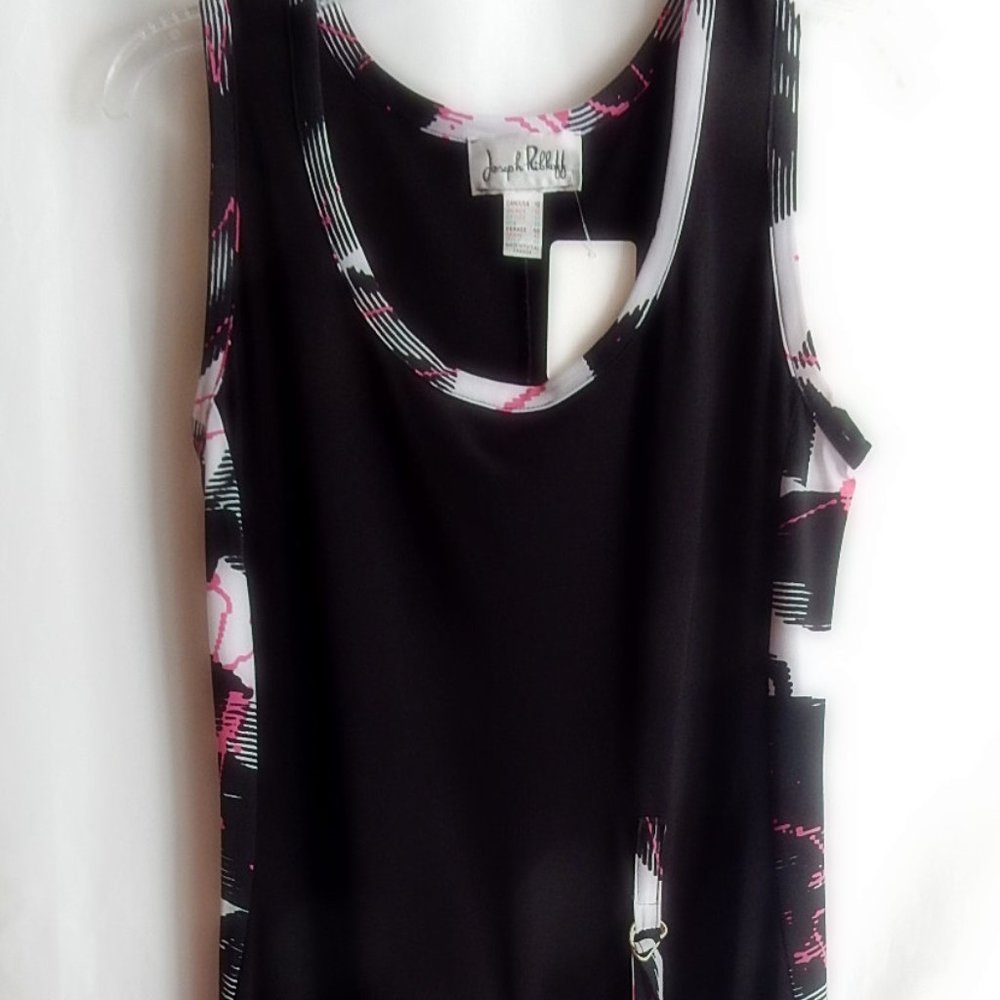 Joseph Ribkoff Black, Pink, & White Knit Dress